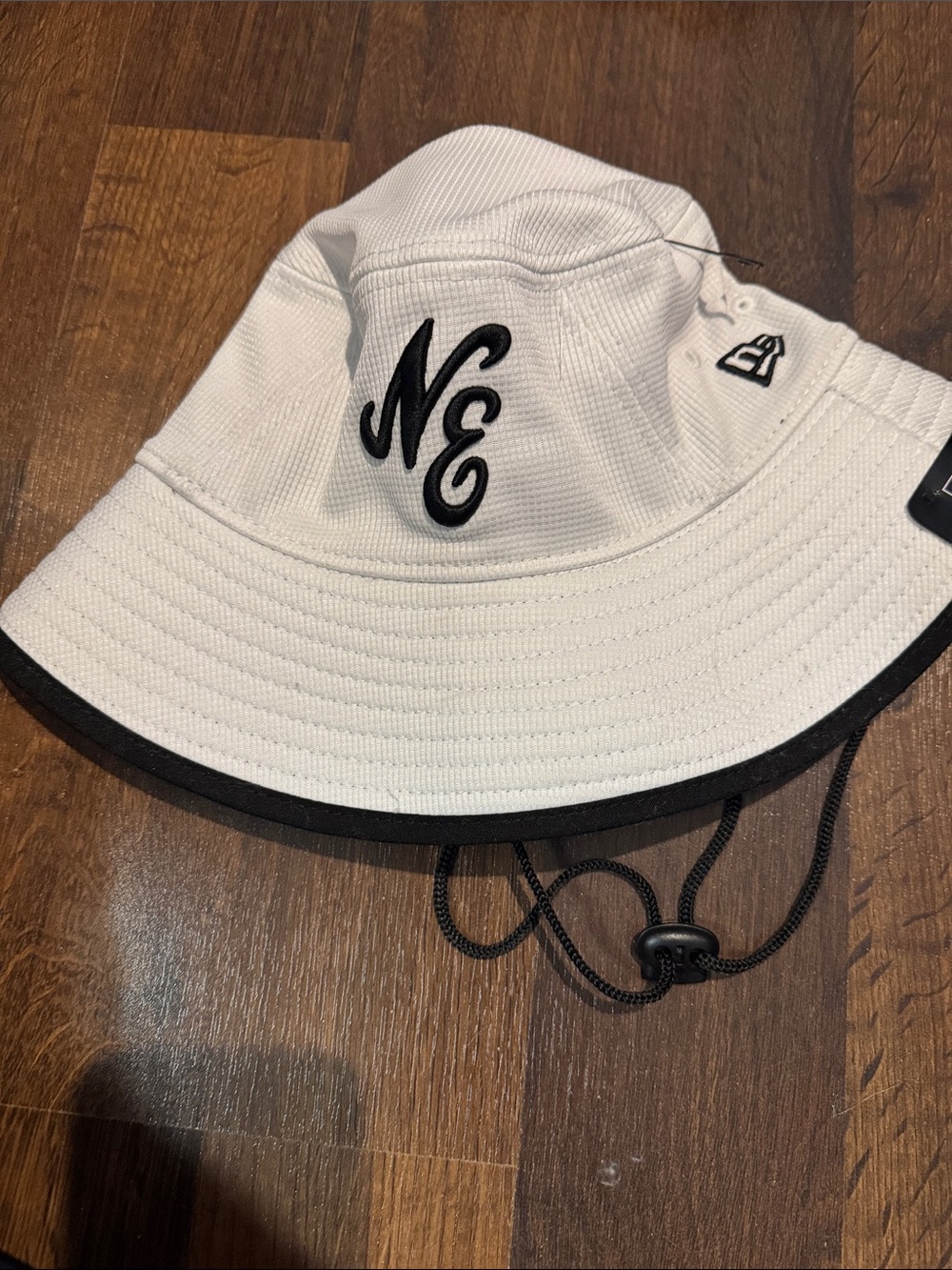 New Era White & Black NE Embroidered Bucket Hat